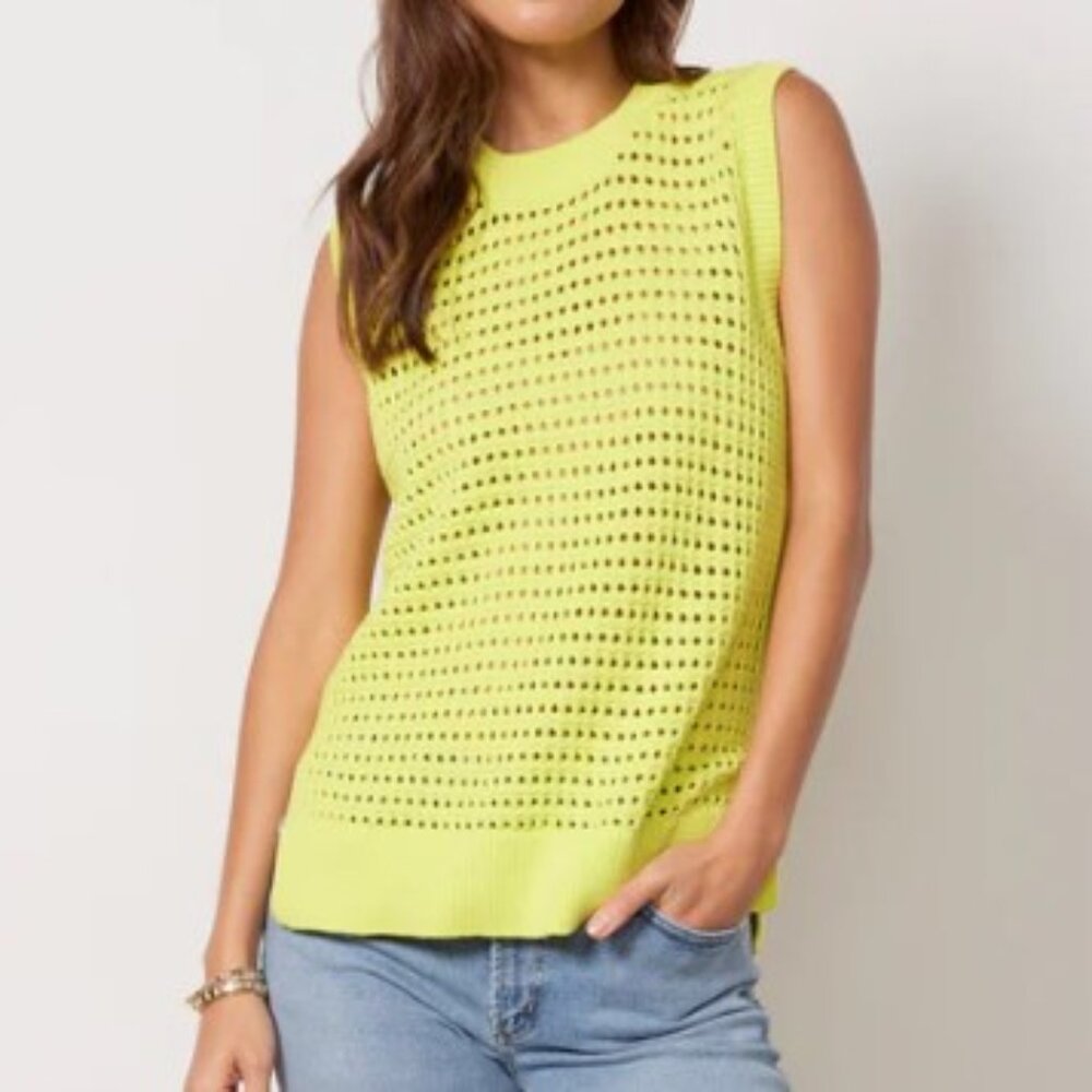 NWOT Varley Darin Longline Knit Tank Electric Lime